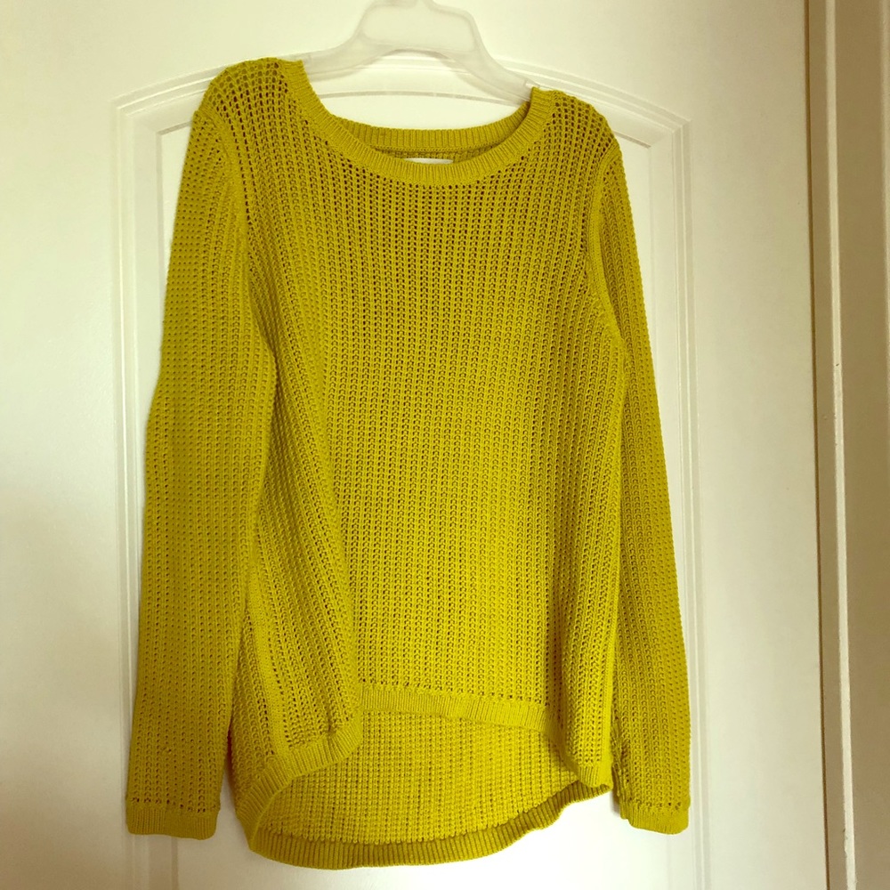 Loft Large Greenish Yellow Knitted Sweater